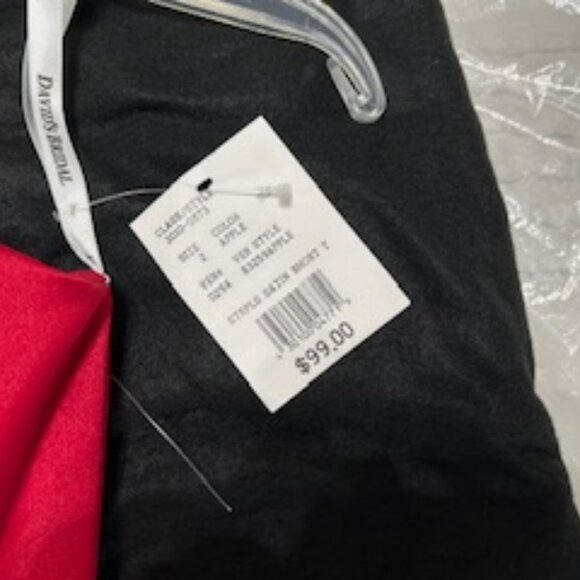 2 Bridesmaid dresses, David's Bridal Size 2 and Size 8, apple color/wine - Picture 3 of 4